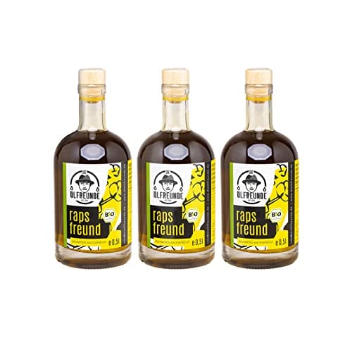 DIE ÖLFREUNDE "Bio Rapsfreund" | 3er Sparset | Rapsöl 3x0,5l | hochwertig kaltgepresstes Öl | reines Bio Rapsöl | nachhaltiges Speiseöl mit Omega 3 und Omega 6 Fettsäuren Bio Öko Vegan