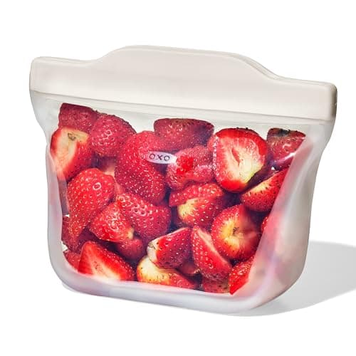 OXO Good Grips wiederverwendbarer Silikonbeutel – Snack-Standbeutel (335 ml) – Hafer Öko