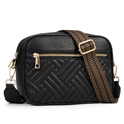 KALIDI FANCY FOREST Umhängetasche Damen Vegan Leder Crossbody Bag mit Abnehmbarem Breitem Schultergurt Klein Handtasche Handy Tasche Schultertasche Tägliches Arbeiten, Einkaufen, Reisen Vegan