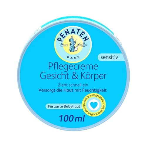 PENATEN Pflegecreme Gesicht und Körper 100ml,schnell einziehende Baby Gesichtscreme + Körpercreme für zarte Babyhaut hinterlässt ein weiches Hautgefühl und versorgt die Haut mit wichtiger Feuchtigkeit