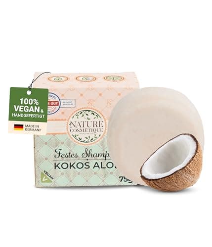 Nature Cosmétique® Festes Shampoo Kokos – Nachhaltige Pflege für Haare & Kopfhaut – Mit Bio-Kokosöl, Aloe Vera & pflanzlichem Glycerin – Vegan, plastikfrei & handgefertigt in Deutschland Bio Öko Vegan