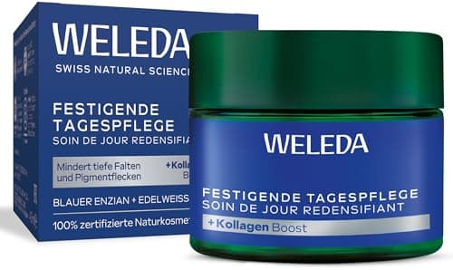 WELEDA Bio Festigende Tagespflege Blauer Enzian & Edelweiß - Naturkosmetik Natural Anti Aging Gesichtscreme/Feuchtigkeitscreme mindert tiefe Falten & reduziert Pigmentflecken (vegan, 40ml) Bio Öko Vegan
