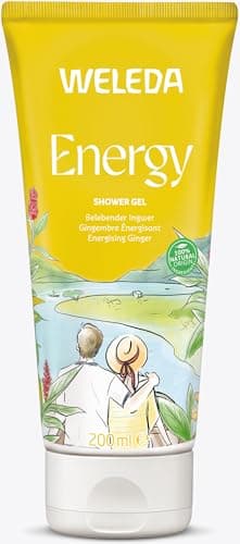 WELEDA Bio Energy Duschgel vegan - Naturkosmetik Aroma Shower Duschseife für Frauen & Männer mit Ingwer / Zedernholz Duft, Natürliche Hautpflege Dusche zur Reinigung von Gesicht & Körper (1x 200ml) Bio Öko Vegan