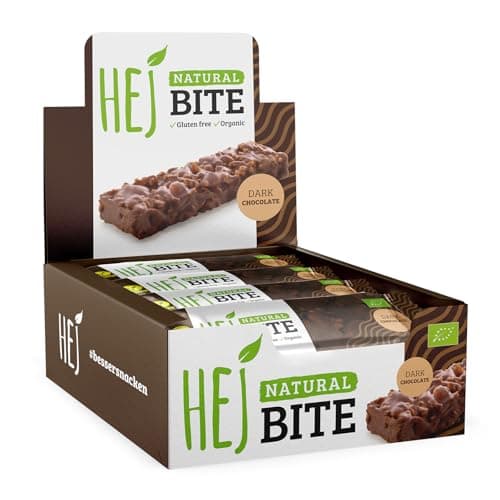 HEJ Bite Bio-Nuss-Riegel - Low-Carb Snack mit Nüssen - Veganer Energieriegel mit Mandeln & Dunkler Schokolade - Glutenfrei - Dark Chocolate 12 x 40g Bio Vegan
