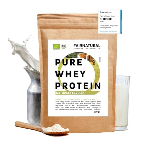 BIO WHEY Protein-Pulver Neutral ohne Chemie [Regional aus Deutschland] - Eiweiß-Pulver ohne Süßungsmittel für Eiweiß-Shakes & als Low-Carb Backprotein - 600g Molkenprotein ohne Zucker und ohne Soja Bio Öko