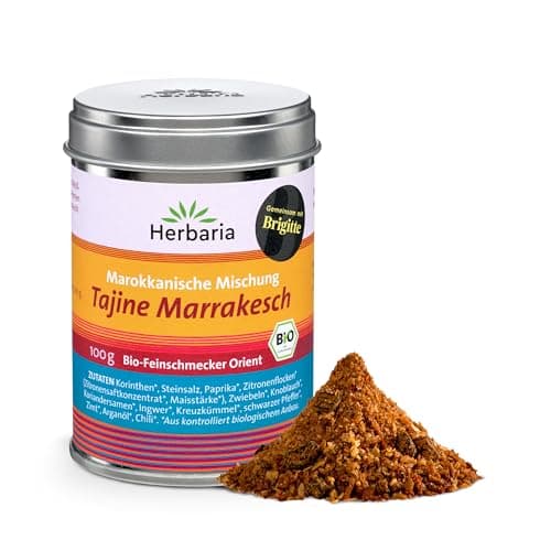 Herbaria Tajine Marrakesch bio 100g M-Dose - fertige Bio-Gewürzmischung für marokkanische Tajine-Gerichte mit erlesenen Zutaten - in nachhaltiger Aromaschutz-Dose Bio Öko Vegan
