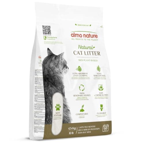 Almo Nature Natural Cat Litter Soft Texture - Klumpende Katzenstreu, 100% pflanzlich, biologisch abbaubar, ergiebig und gegen Gerüche. Sack 4,54Kg Bio Öko Vegan