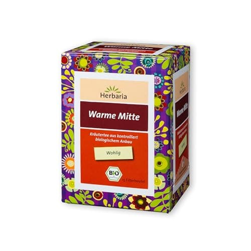 Herbaria Warme Mitte Tee bio 15FB – 100% Bio-Kräutertee im Filterbeutel – perfekte Kräuterteemischung, für wohlige Wärme von Innen – natürlich wohltuender Teegenuss Bio Vegan