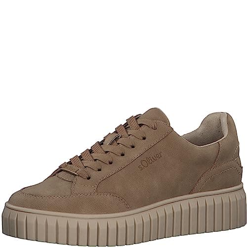 s.Oliver Damen Sneaker flach Low Top Vegan, Braun (Camel), 38 EU Öko Vegan