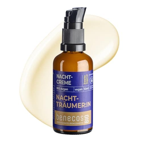 BenecosBIO Nachtcreme - Bio-Argan & Bio-Jojobaöl - für reife, anspruchsvolle Haut - vegan - zertifizierte Naturkosmetik - Hautverträglichkeit dermatologisch bestätigt - 50 ml Bio Öko Vegan