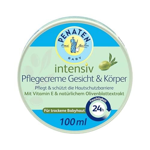 Penaten Intensiv Pflegecreme Gesicht & Körper Baby Gesichtscreme & Körpercreme mit Vitamin E für sensitive & trockene Babyhaut, 100ml