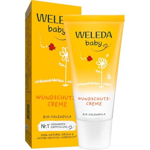 WELEDA Bio Baby Calendula Wundschutzcreme 30ml - Naturkosmetik Babypflege Windelcreme schützt empfindlicher Babyhaut im Windelbereich. Natürliche Hautpflege hilft bei gereizter Haut & Windelausschlag Bio