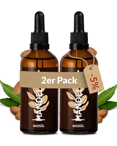 Heldengrün® Mandelöl Bio [100% NATURREIN] - Dermatologisch getestet - Mandelöl Baby - Sanfte Pflege für trockene & empfindliche Haut - Mandel Öl kaltgepresst - 2 x 100 ml Bio Öko
