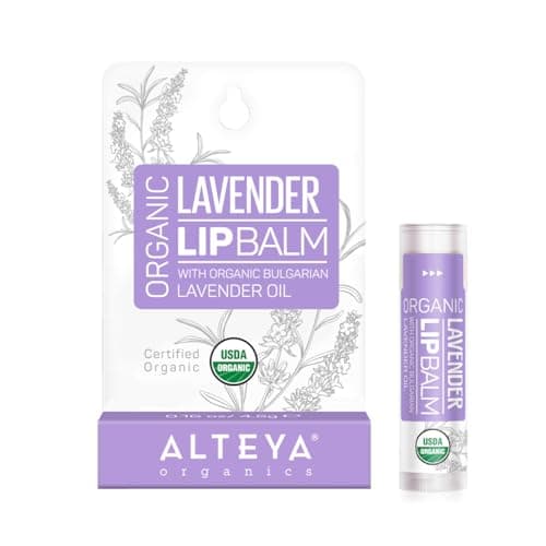 Alteya Bio Lippenbalsam Lavendel 4.5g – USDA Organic-zertifiziert Rein Natürlich Restaurativ – Lippenpflege auf der Basis von ätherischem Lavendelöl und selektierter Auswahl an Pflanzenbuttern Bio Vegan