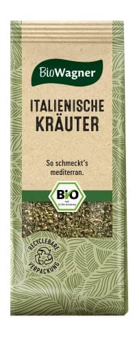 BioWagner - Bio Italienische Kräuter | mediterrane Kräuternote für Tomatensaucen, Antipasta oder Fleischgerichte | naturbelassene Bio-Zutaten | recyclebare Verpackung | 10 g Bio Öko