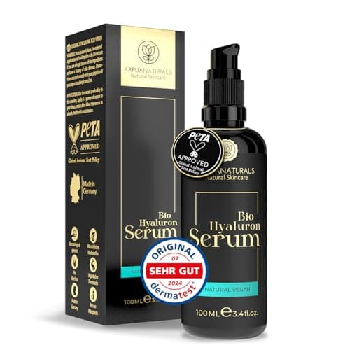BIO Hyaluron Serum hochdosiert • 100ml +Vit E & B5 • 7-Fach Hyaluronsäure Serum Gesicht ✓100% Vegan&BIO ✓Anti-Aging Konzentrat ✓ Anti Falten Serum Naturkosmetik ✓Made in Germany ✓Hyaluronic Acid Serum Bio Öko Vegan