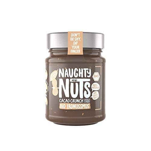 NAUGHTY NUTS Bio Erdnussmus Cacao Crunch | Vegane Erdnussbutter | 100% Natürlich | Ohne Palmöl & Zucker | Ideal Als Topping Für Müsli | 250g - Bio - Vegan