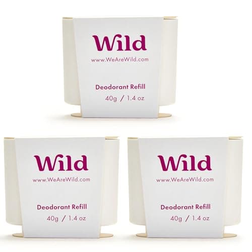 Wild - Natürliches nachfüllbares Deo - Coconut & Vanilla Nachfüllpackung 3er-Pack - Vegan und umweltfreundlich - Aluminiumsalzfrei - Lang anhaltender Schutz - Natürliche Inhaltsstoffe - 3x 40g Öko Vegan