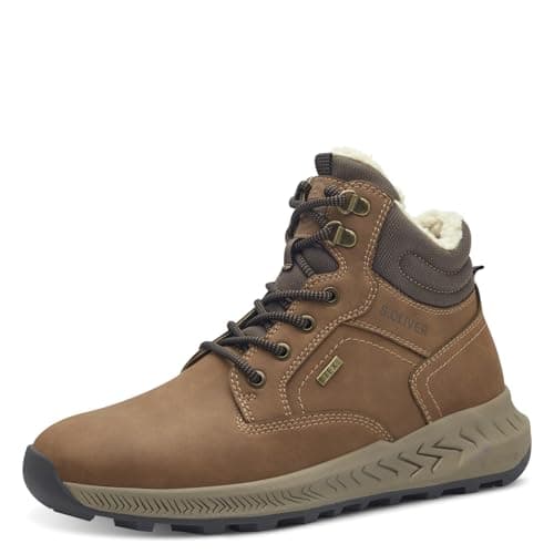 s.Oliver Herren Stiefel zum Schnüren Wasserabweisend Vegan, Braun (Cognac), 45 EU Öko Vegan