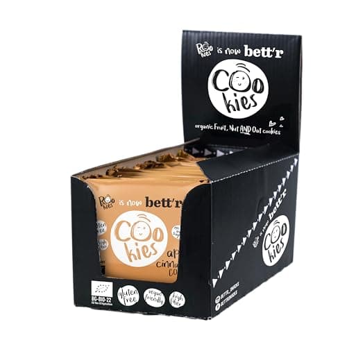 Bett'r Apple & Cinnamon Vegan Kekse Einzeln Verpackt-100% Bio, Organisch, Glutenfrei, Ohne Zuckerzusatz - 18 x 40 g Bio Vegan