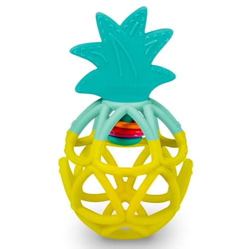 Ravensburger 4869 Play+ Rassel-Greifling: Ananas, Zahnungshilfe aus Silikon, Greifball, Baby-Spielzeug ab 0 Monate, Baby-Geschenk