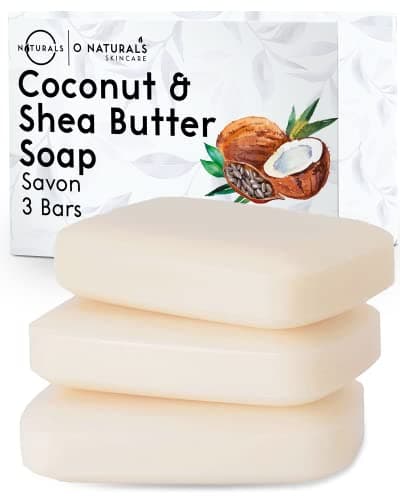 O Natural Festes Duschgel Naturkosmetic Dusch Seife Vegan Kokosnuß Feuchtigkeitsspendend Sheabutter Bar Soap für Trockene & Empfindliche Haut Körper Hand Gesicht Seife Shea Butter Männer Frauen 342g Öko Vegan