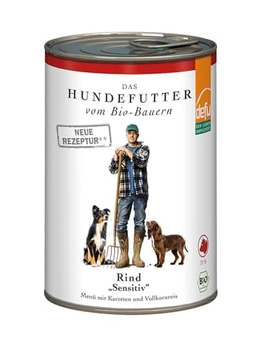 defu Hundefutter | 12 x 410 g | Bio Rind Sensitiv | Premium Bio Nassfutter Menü | Alleinfuttermittel für Hunde Bio Öko