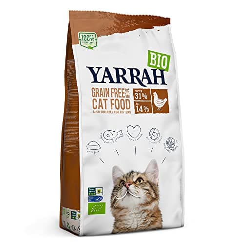 YARRAH Bio Katzenfutter trocken | getreidefrei | Hochwertiges Premium Trockenfutter für Katzen | Hoher Nährstoffanteil | Futter für Katzen jeden Alters mit Bio-Huhn und MSC Fisch, 2.4kg Bio