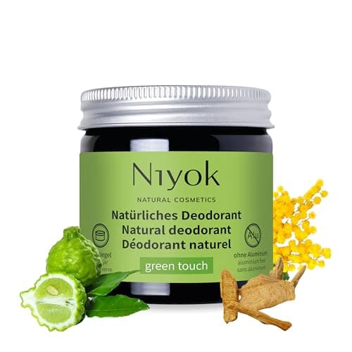 Niyok® 2-in-1 anti-transpirante Deocreme "Green Touch" (40ml) • Natürliches Deo ohne Aluminium • 24h Schutz vor Geruch & Schweiß • Deodorant Creme Unisex • Feste Deo Creme vegan Öko Vegan