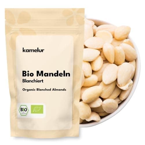 Kamelur 1kg BIO Mandeln blanchiert - ganze süße Mandelkerne ohne Haut, ungesalzen Bio