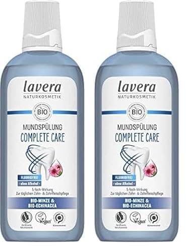 lavera Mundspülung Complete Care - Alkoholfrei -Fluoridfrei - Bio-Minze und Bio-Echinacea für 5-fach-Wirkung - Vegan - Naturkosmetik - 400 ml (Packung mit 2) Bio Vegan