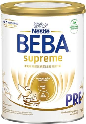 BEBA SUPREME PRE Anfangsmilch von Geburt an, Babynahrung mit DHA, nur Laktose, ohne Palmöl, 1er Pack (1 x 800g) Öko Vegan