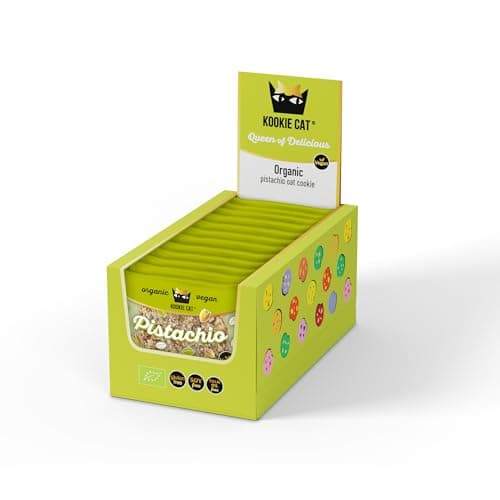 Kookie Cat Pistachio - Individually Wrapped Vegan Cookies, Gluten Free, Soy Free, Bio and Organic - 12 x 50g multipack - Bio - Vegan