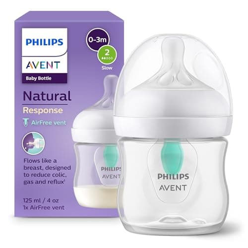 Philips AVENT Babyflaschen Natural Response – Babyfläschchen mit AirFree Ventil, 125 ml, BPA-frei, für Neugeborene ab 0 Monaten (Modell SCY670/01)