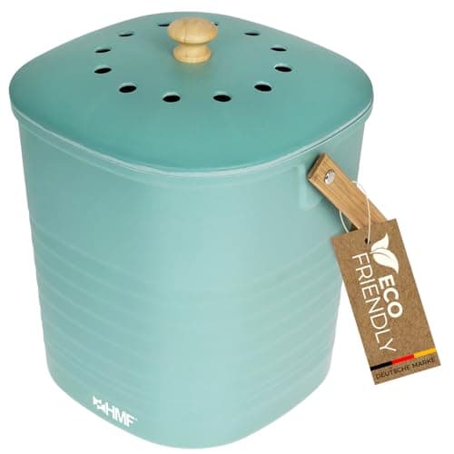 HMF Nachhaltiger Biomülleimer Küche, Geruchsdichter Komposteimer mit Deckel | 6 Liter | Grün Bio Öko