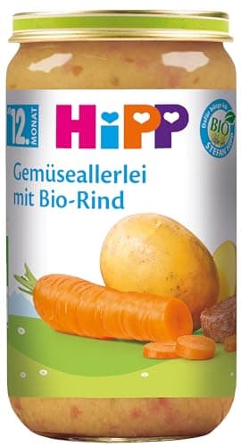 HiPP Gemüseallerlei mit Bio-Rind, 6er Pack (6 x 250 g) Bio