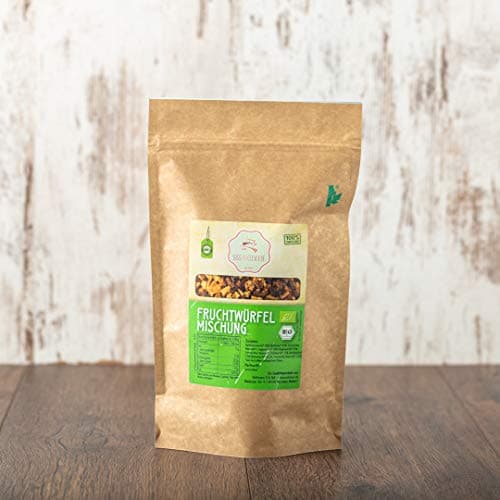 süssundclever.de® Bio Trockenfrüchte Mischung | 1 kg | Trockenfruchtwürfel | ungezuckert | plastikfrei und ökologisch-nachhaltig abgepackt Bio Öko