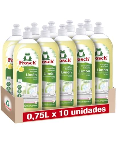 Frosch - Handspüler Flüssigkeit, Bio-Balsam Zitrone, entfettet und schützt die Haut, dermatologisch getestet - Packung mit 10 Stück x 750 ml Bio