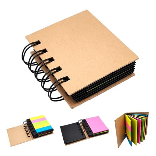 Umweltfreundlicher Notizblock mit Haftnotizen und Seitenmarkierungen – Kit 250 Stück bunt für Notizen, Studio, Büro und Organisation – extra starke Memos mit Spiralbindung aus recyceltem Karton Öko