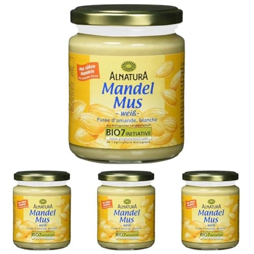 Alnatura Bio Mandelmus Weiß, Vegan, 250g (Packung mit 4) Bio Vegan