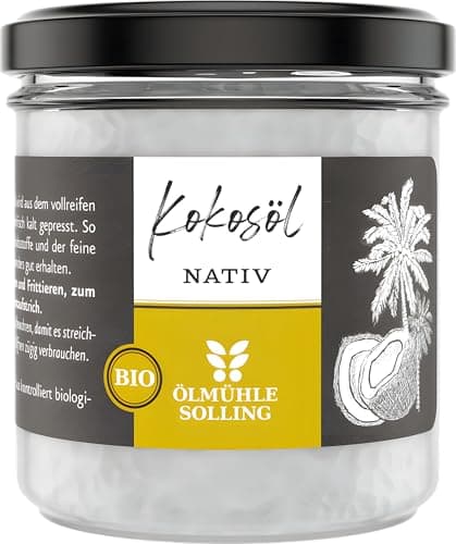 ÖLMÜHLE SOLLING - BIO Kokosöl | 100% natives Bio-Kokosnussöl | Ideal geeignet zum Braten, Backen und Frittieren, als Haut-& Haarpflege sowie für Hunde und Katzen | Inhalt: 100 ml Bio