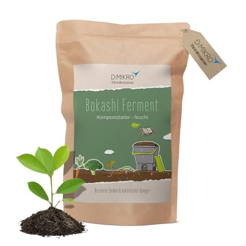 DIMIKRO Bokashi Ferment - Bio Qualität 1 Kg Fermentationshilfe für Bokashi Eimer und Kompost - Eliminiert Gerüche, Schimmel & Fäulnis - 100% Vegan & natürlich mit Effektiven Mikroorganismen Bio Öko Vegan