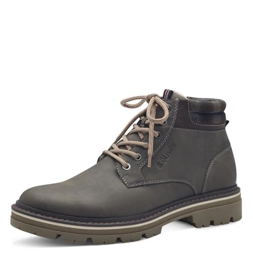 s.Oliver Herren Stiefel zum Schnüren Gefüttert Vegan, Braun (Dark Taupe), 41 EU Öko Vegan