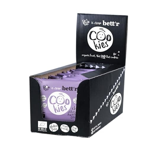Bett'r Choc Chip & Haselnuss Vegan Kekse Einzeln Verpackt -100% Bio, Organisch, Glutenfrei, Ohne Zuckerzusatz-18 x 40 g - Bio - Vegan