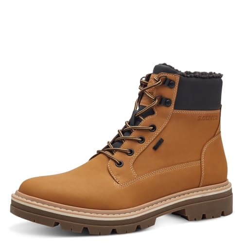 s.Oliver Herren Stiefel zum Schnüren Wasserabweisend Vegan, Braun (Corn), 45 EU Öko Vegan