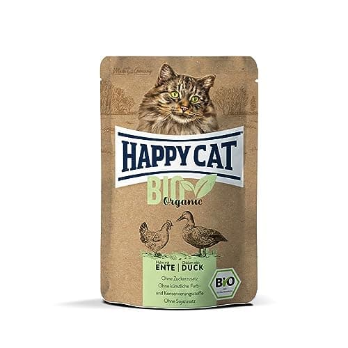 Happy Cat 70488 - All Meat Adult Bio Pouch Ente - Katzen-Nassfutter für ausgewachsene Katzen und Kater - 85g Inhalt Bio Öko