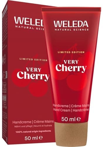WELEDA Bio Very Cherry Handcreme Limited Edition – Naturkosmetik Sheabutter Handpflege Creme verwöhnt trockene Hände – Natürliche Hand Care Pflegecreme mit Kirsche Duft (vegan, 50ml) Bio Öko Vegan