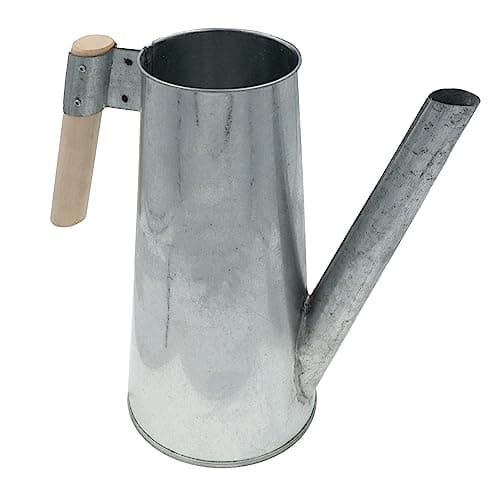HRB Zinkgießkanne 3 L mit Holzgriff für den Außen-/Innenbereich, Gießkanne feuerverzinkt, Metallgießkanne, Deko (Silber) Öko