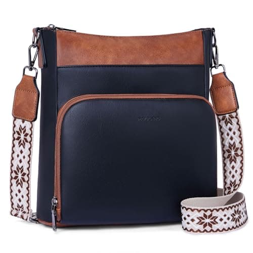 Roulens Umhängetaschen für Damen, Weiches Veganes Leder Mittelgroße Crossbody Bags, Schulterhandtasche mit Reißverschluss Geldbörsenfach auf der Vorderseite Vegan