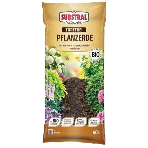 Substral Naturen Pflanzerde Bio & torffrei 40l, für Stauden, Sträucher und Hecken, 3 Monate vorgedüngt Bio Öko